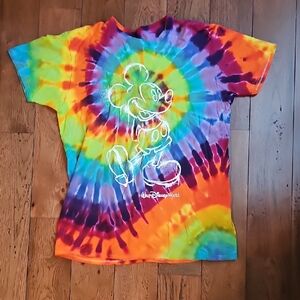 Disney Tie-Dye Mickey Mouse Short Sleeve Tee - Rainbow Size Large